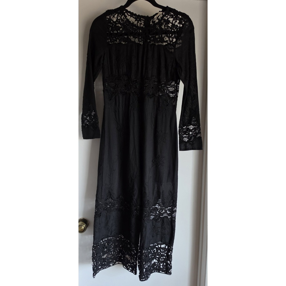 NWOT Mo:vint Jumpsuit XS Black Floral Cotton Boho Casual Romper Playsuit